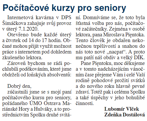 Počítačové kurzy pro seniory Počítačové kurzy pro seniory