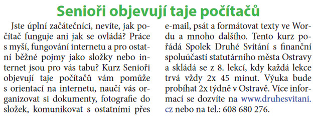 KURZ - Senioři objevují taje počítačů KURZ - Senioři objevují taje počítačů